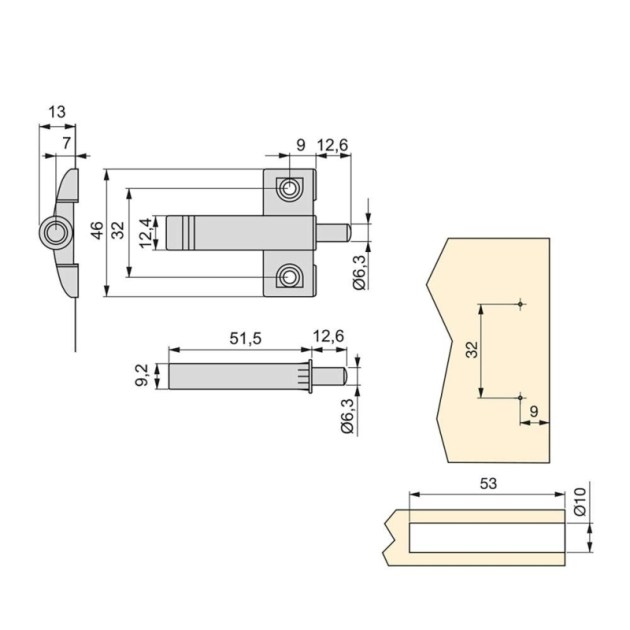 Emuca Pistone per porta a battente, chiusura soft, Acciaio, Grigio, 10 u.