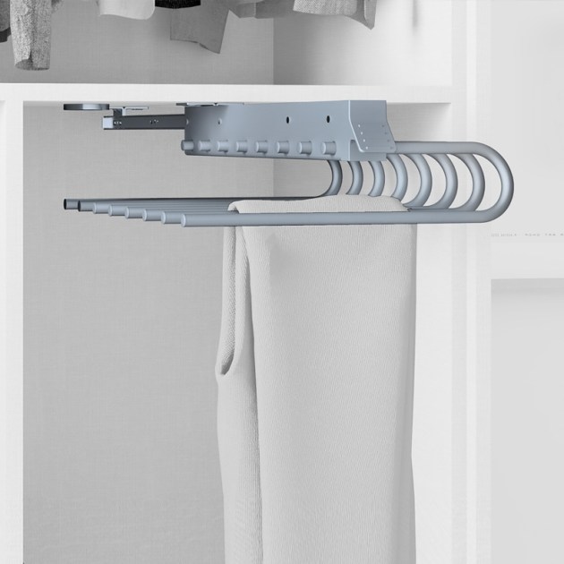 Emuca Porta pantaloni estraibile, Destra, Verniciato alluminio, Acciaio e Tecnoplastica