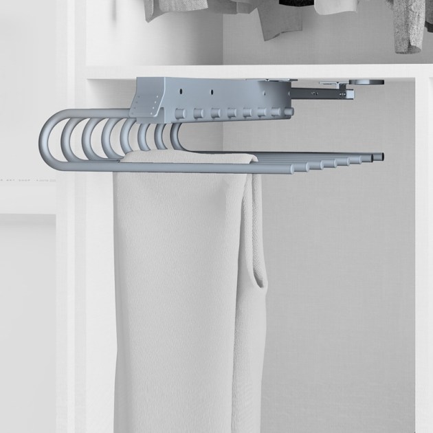 Emuca Porta pantaloni estraibile, Sinistra, Verniciato alluminio, Acciaio e Tecnoplastica
