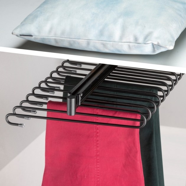 Emuca Porta pantaloni estraibile, Verniciato nero, Acciaio