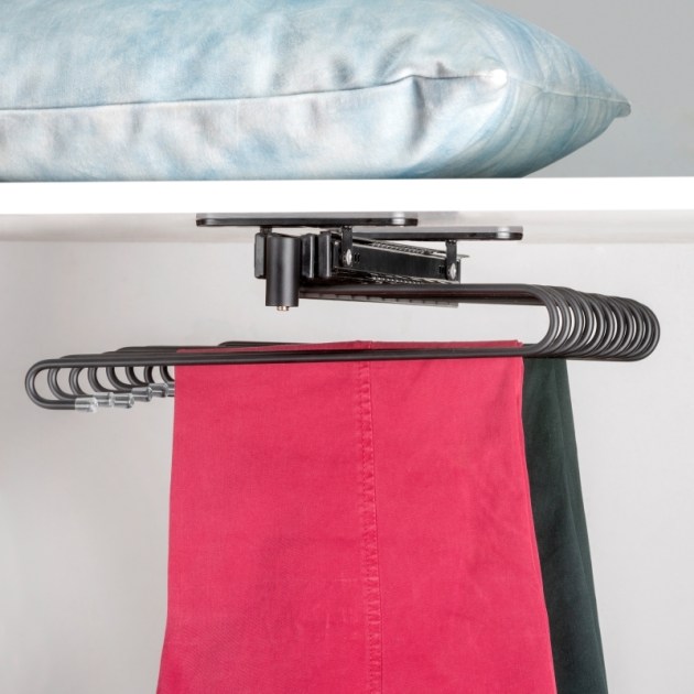 Emuca Porta pantaloni estraibile, Verniciato nero, Acciaio