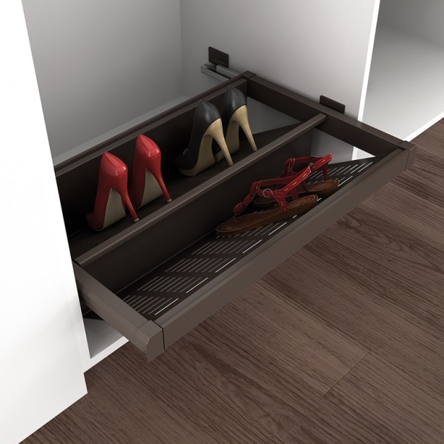 Emuca Cassetto porta-scarpe estraibile Moka, 764 - 794, Verniciato moka, Acciaio