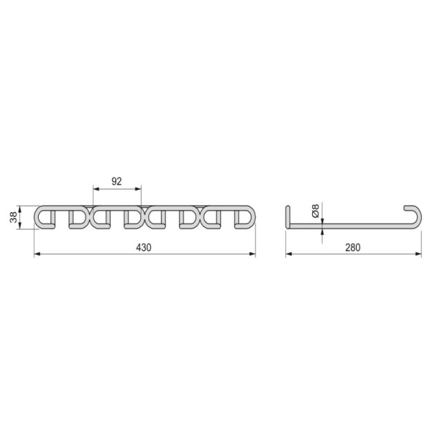 Emuca Portabicchieri in 4 linee., Cromato brillo, Acciaio