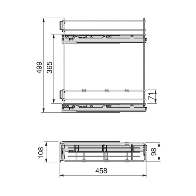Emuca Portabottiglie laterale estraibile TitaneMax con chiusura soft, Modulo 150, Grigio antracite, Acciaio