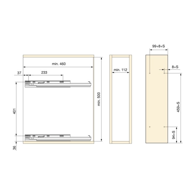 Emuca Portabottiglie laterale estraibile TitaneMax con chiusura soft, Modulo 150, Grigio antracite, Acciaio
