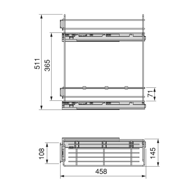 Emuca Portabottiglie laterale estraibile TitaneMax con chiusura soft, Modulo 200, Grigio antracite, Acciaio