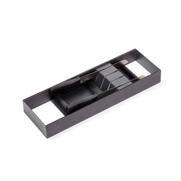 Emuca Portacoltelli Orderbox per cassetto, 150x470 mm, Grigio antracite, Acciaio e Legno