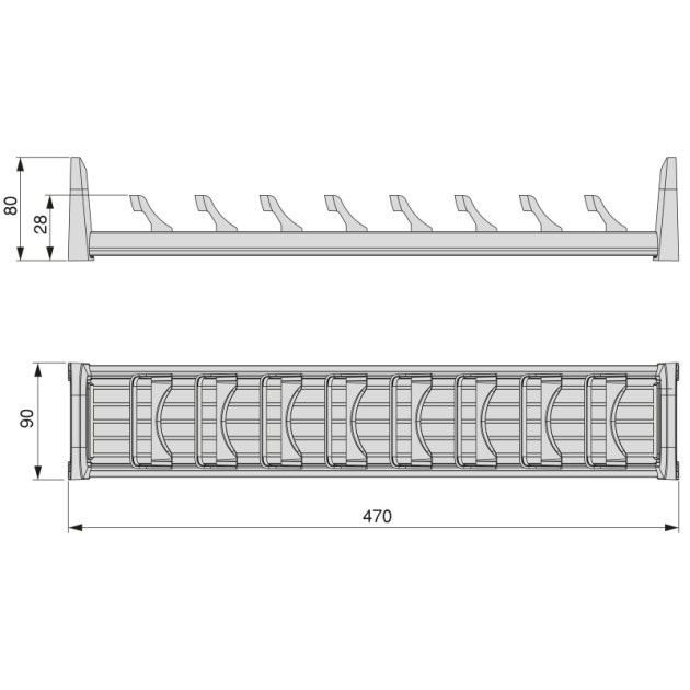 Emuca Portapiatti Orderbox per cassetto, 90x470 mm, Grigio antracite, Alluminio e Tecnoplastica