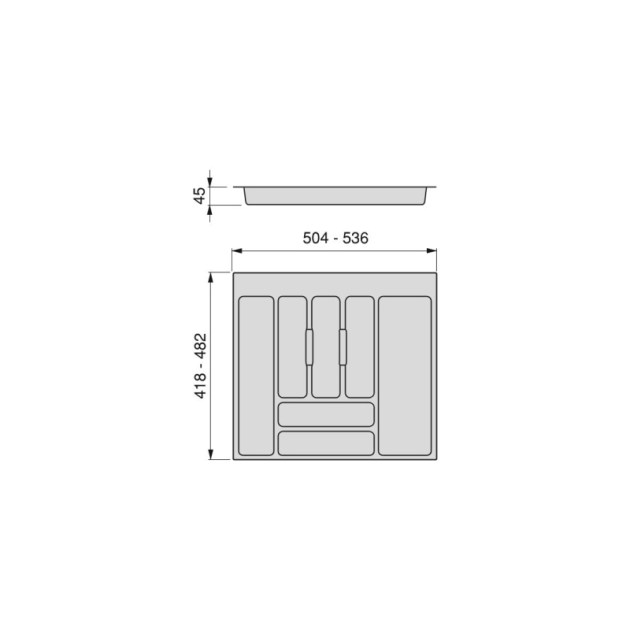 Emuca Portaposate Optima Universal, 600, Plastica grigia, Tecnoplastica