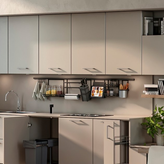 Emuca Portarotoli per cucina Titane, Grigio antracite, Acciaio