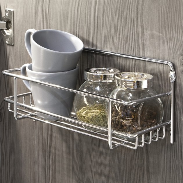 Emuca Set di 3 ripiani portaspezie Supra per mobili da cucina., Cromato brillo, Acciaio