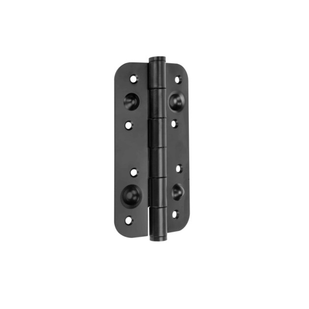 Emuca Set di 5 cerniere di sicurezza per porte, 150x80mm, Cerniere antiscasso con bordi arrotondati, senza perno di blocco, acciaio, nero,