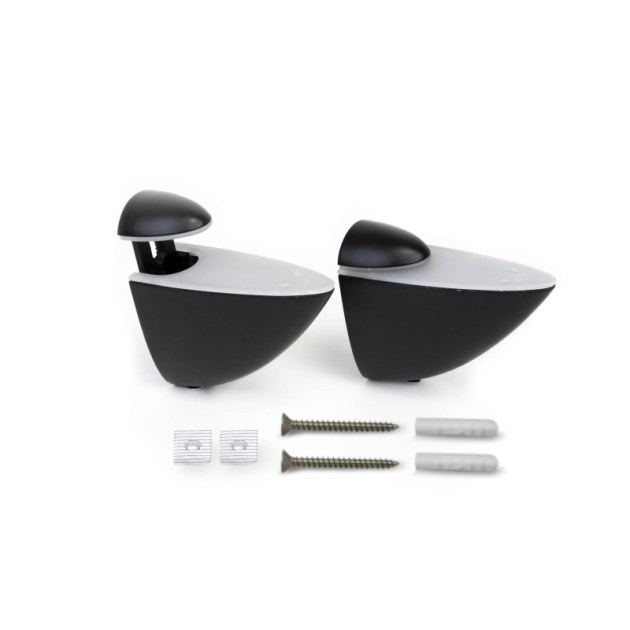 Emuca Set di mensole in legno o vetro Pelicano, Tecnoplastica e Zama, Verniciato nero