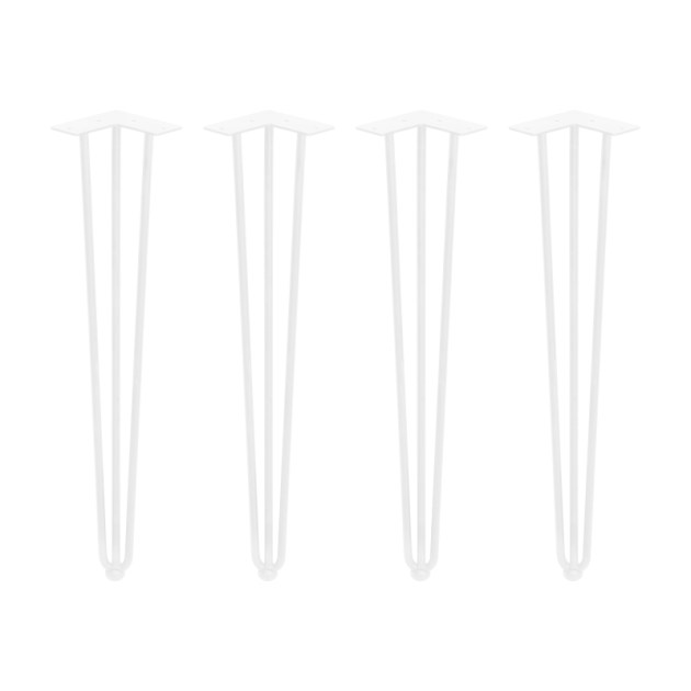 Emuca Set di gambe Hairpin di 3 bastoncini per tavolo, 710, Verniciato bianco, Acciaio