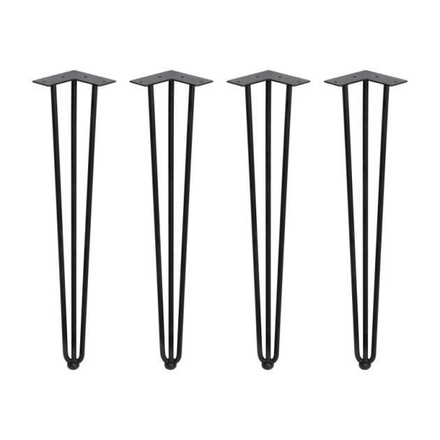 Emuca Set di gambe Hairpin di 3 bastoncini per tavolo, 710, Verniciato nero, Acciaio