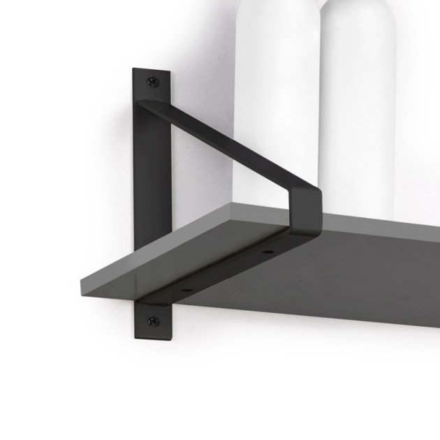 Emuca Set di supporti per mensole in legno Shelf con forma triangolare, Acciaio, Verniciato nero