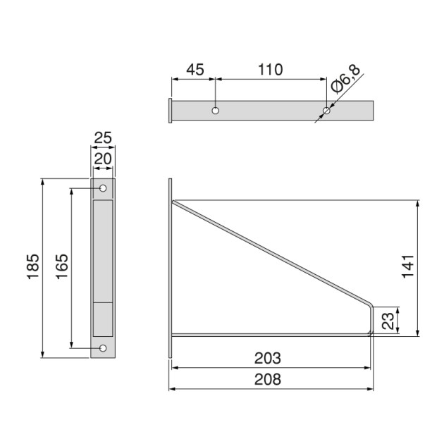 Emuca Set di supporti per mensole in legno Shelf con forma triangolare, Acciaio, Verniciato nero