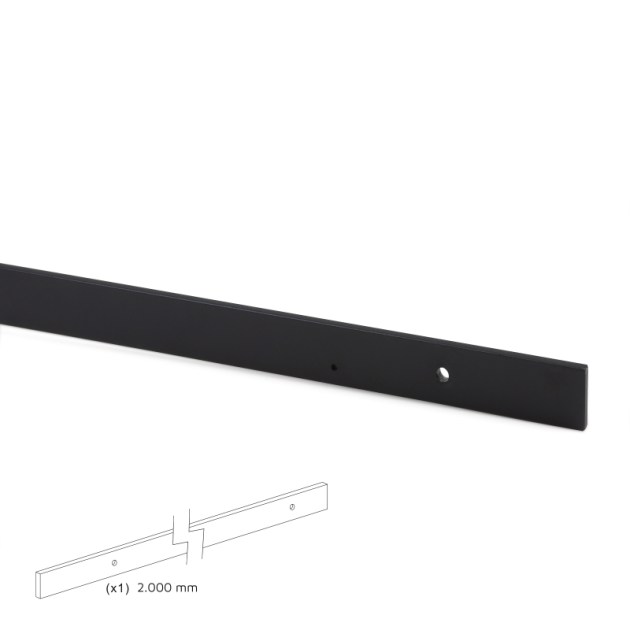 Emuca Sistema Barn per ante scorrevoli in legno sospese, Senza chiusura soft, Verniciato nero, Acciaio e Tecnoplastica