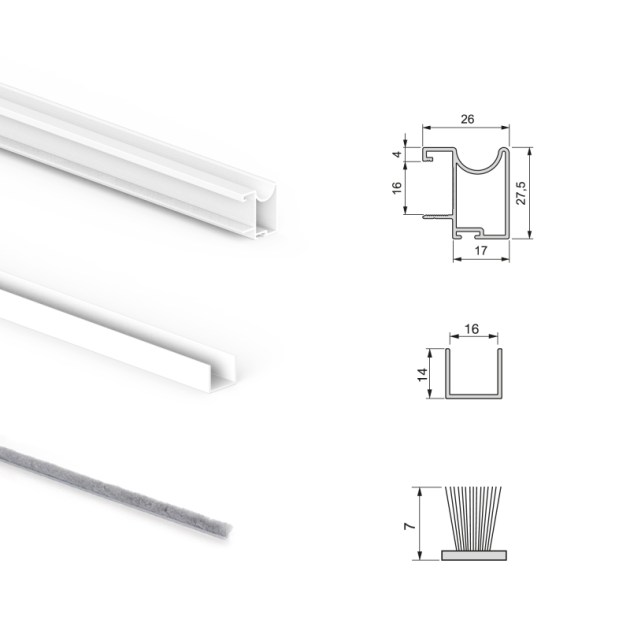 Emuca Sistema scorrevole Placard 74 per armadio di 2 ante con profili Wave, spessore 16 mm, chiusura soft, pannelli non incluse, Verniciato bianco