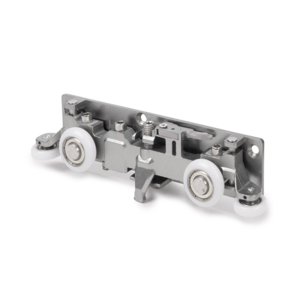 Emuca Sistema Wall per ante scorrevoli sospese in legno con chiusura soft, Acciaio e Alluminio e Tecnoplastica