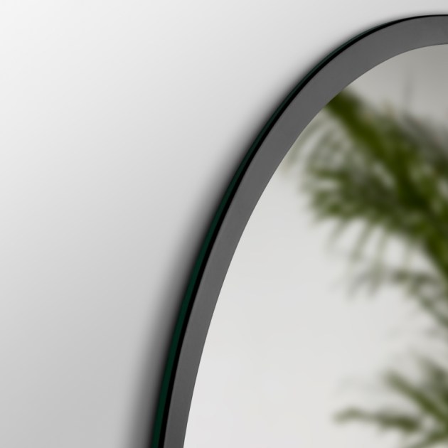 Emuca Specchio Zeus con illuminazione LED decorativa e cornice nera, diametro 80 cm, 12 W, Alluminio e Vetro, 1 u.