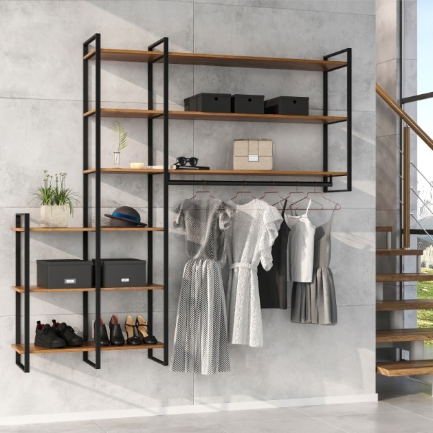 Emuca Struttura per Scaffale Lader, 1150, Verniciato nero, Acciaio