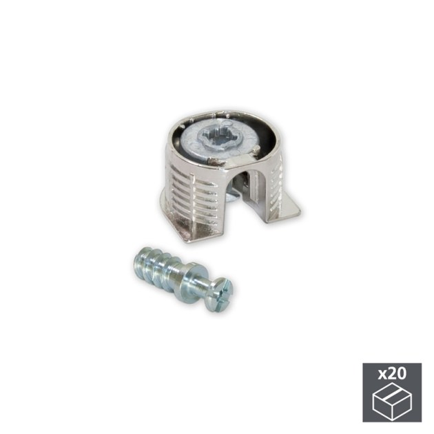 Emuca Supporto per ripiani, D. 20 mm, 12,5 mm + Perni D.6 mm, 8 mm, Zama e Acciaio, Nichelato, 20 u.