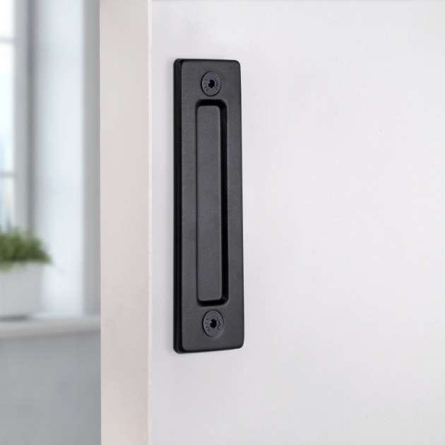 Maniglia Emuca per porte scorrevoli in legno Pasadena, lunghezza 240 mm, perno 180 mm, Acciaio, texture Nera
