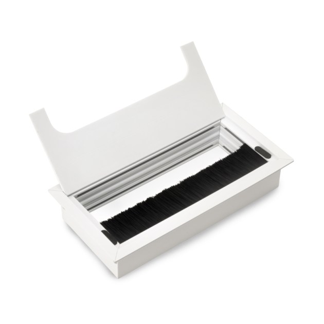 Passacavi da tavolo Emuca Quadrum, rettangolare, 159x80 mm, da incasso, Alluminio, Verniciato bianco