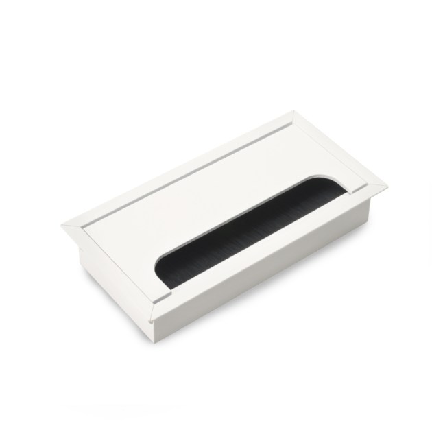 Passacavi da tavolo Emuca Quadrum, rettangolare, 159x80 mm, da incasso, Alluminio, Verniciato bianco