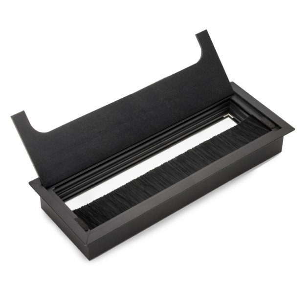 Passacavi da tavolo Emuca Quadrum, rettangolare, 269x80 mm, da incasso, Alluminio, Verniciato nero