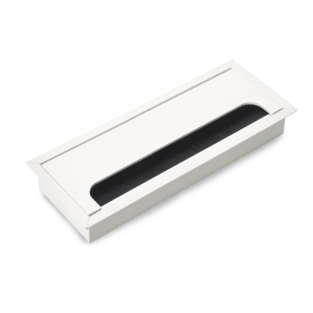Passacavi da tavolo Emuca Quadrum, rettangolari, 269x80 mm, da incasso, Alluminio, Verniciato bianco