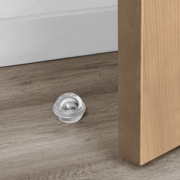Set di 6 tappi adesivi semisferici per porte, fissaggio a pavimento, plastica, trasparente