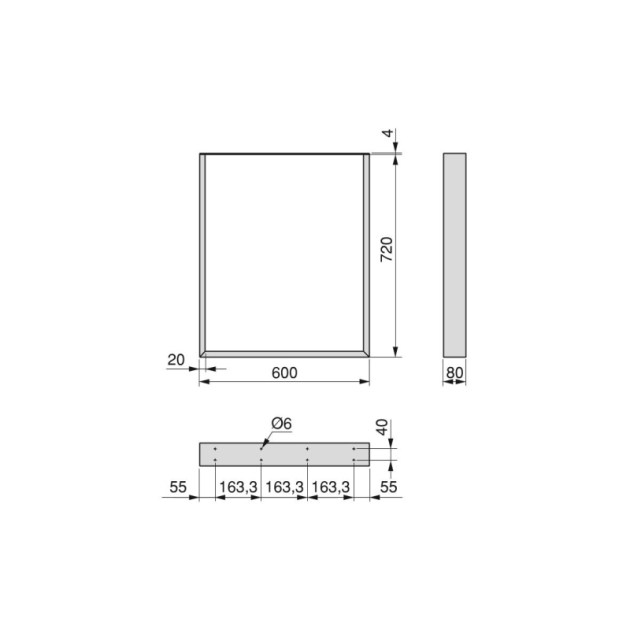 Emuca Set gambe da tavolo Square rettangolari, 720, Verniciato bianco, Acciaio