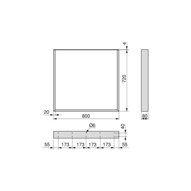 Emuca Set gambe da tavolo Square rettangolari, 720, Verniciato bianco, Acciaio
