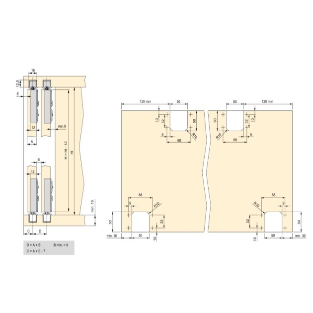Emuca Sistema Flow in formato kit per armadio a 2 ante scorrevoli in legno supportate con chiusura ammortizzata, Anodizzato opaco