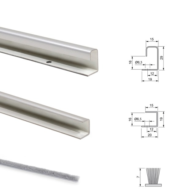 Emuca Sistema scorrevole Neco per armadio, 2 ante, spessore 16mm, pannelli non incluse, antideragliamento, Grigio metallizzato