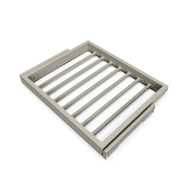 <ul><li>Kit composto da 7 asti per armadio e un telaio di scorrimento a larghezza regolabile.</li><li>Adatto per un'apertura interna del mobile di 560 - 594 mm (M60). Profondità minima del mobile 450 mm. Ogni slitta pu