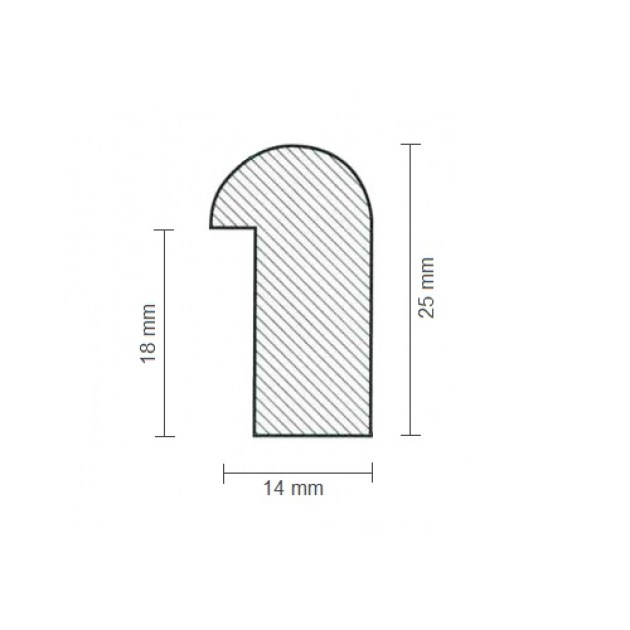 Fermavetro in legno di Tulipier sagoma P 25 x 14 x 2550 mm