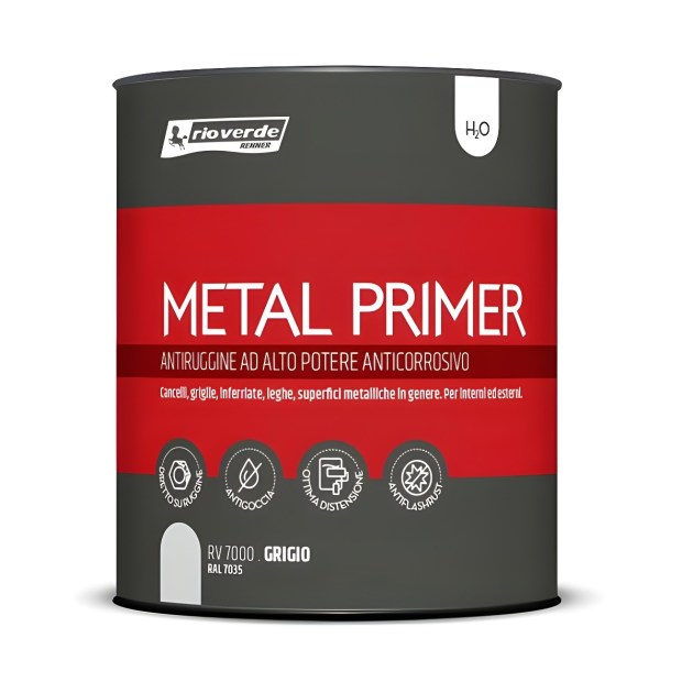 Fondo Metal Primer Antiruggine Anticorrosivo ad Acqua RV7000 Rio Verde Renner
