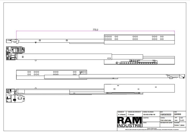 Guide cassetti scomparsa estrazione totale ammortizzata RAM Q21