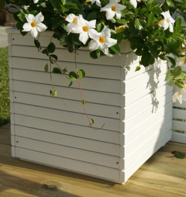 Fioriera camelia cm 40x40x40h bianca - Grigliati e fioriere - ESTERNI DA VIVERE