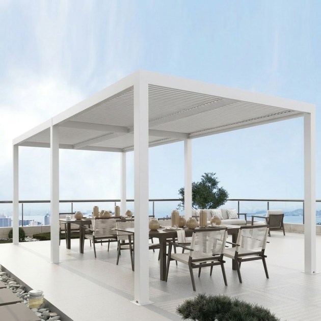 Pergola Bioclimatica con struttura in alluminio verniciato Bianco H 250 x 300 x 600 cm