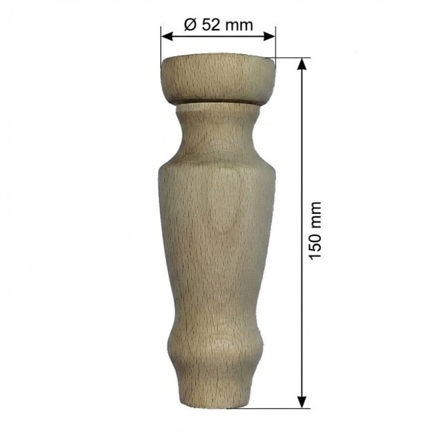Piede Faggio grezzo per Mobili ø52 x 155 mm