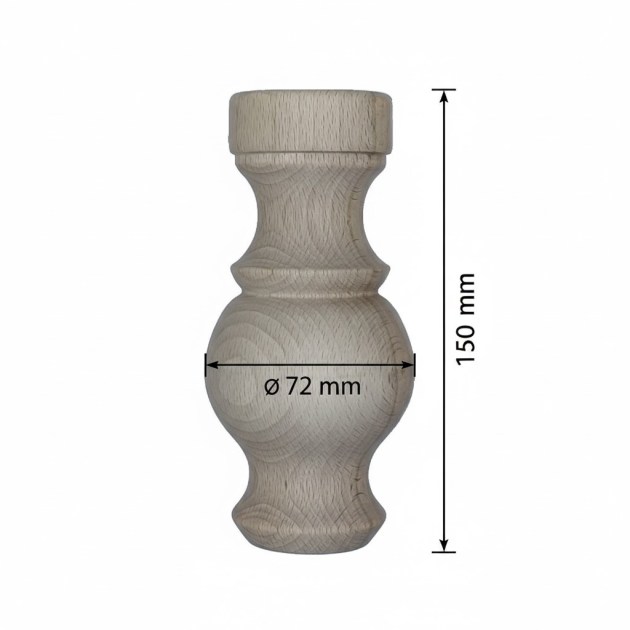 Piede Faggio grezzo per Mobili ø72 x 150 mm