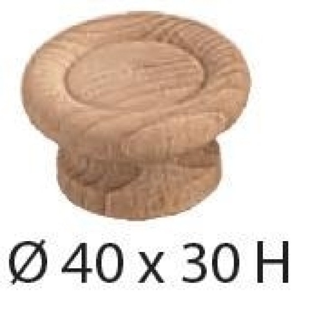 Pomolo in Legno di Faggio grezzo mm ø 40 x 30 H mm