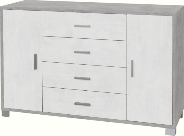 Sarmog Mobile 2 ante 4 cassetti kit  cod. 775k Cemento Ossido bianco