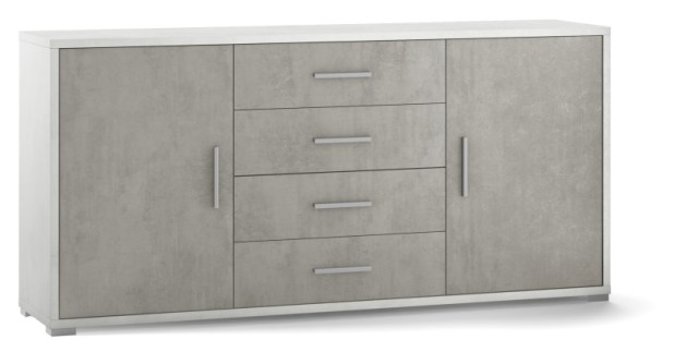 Sarmog Mobile 2 ante 4 cassetti kit cod. Db804k Ossido bianco Cemento