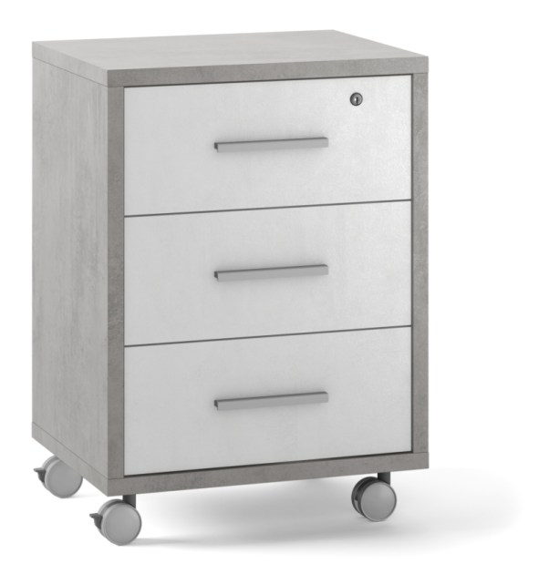 Sarmog Mobile 3 cassetti su ruote  cod. Db733 Cemento Ossido bianco