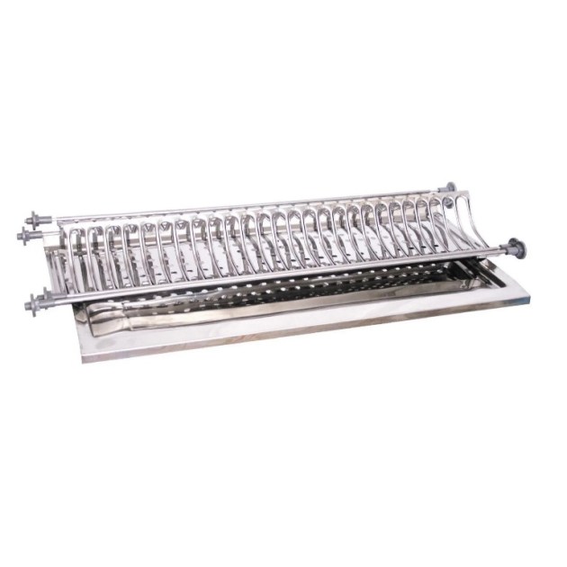 Scolapiatti inox 18/10 completo di vaschetta 76 cm per moduli 80